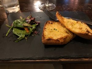 Vegan garlic bread at La Caverna in Dublin