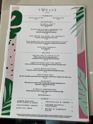 Menu October 2020 at Twelve Eatery in Bournemouth