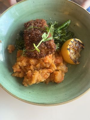 Tempeh schnitzel melts in the mouth  at Twelve Eatery in Bournemouth