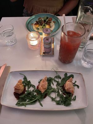 Breaded camembert and vegan escalops  at Twelve Eatery in Bournemouth