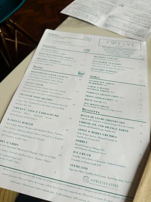 Menu  at Twelve Eatery in Bournemouth