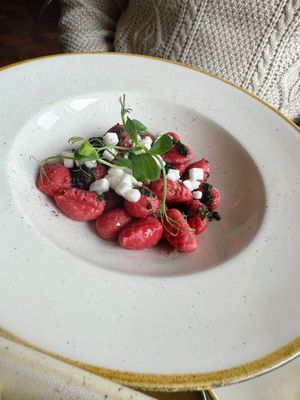 Beetroot gnocchi & feta  at Twelve Eatery in Bournemouth