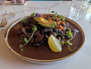 Mushrooms in mole sauce at Twelve Eatery in Bournemouth