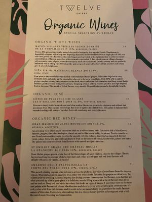 Winelist at Twelve Eatery in Bournemouth