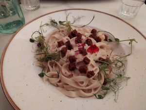 Vegan carbonara at Twelve Eatery in Bournemouth