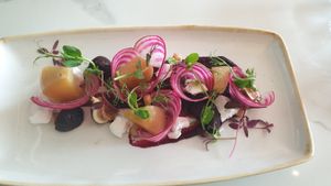 Beetroot and 'goats cheese' salad, it looked delicious so I asked for this as a main size rather than a starter at Twelve Eatery in Bournemouth