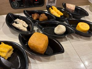 Items to cook in your hot pot from the train at Fondu - 有哆創意蔬食洋食館 in Taipei
