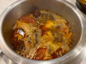 Spicy mustard green hot pot at Fondu - 有哆創意蔬食洋食館 in Taipei