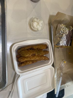 Fries pickles with garlic sauce   at Hummus Mediterranean Grill in Hagerstown