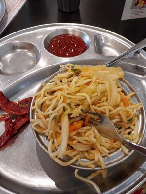 Hakka noodles!! They have an indo-chinese section in their menu as well! at Saravana Bhavan in Ilford
