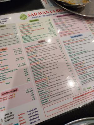 So many vegan options :) at Saravana Bhavan in Ilford