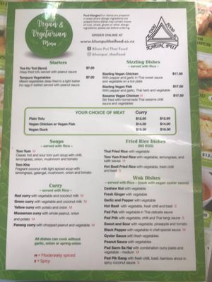 Awful picture quality but here’s a sneak peak of the vegan & vegetarian menu  at Khun Pui in Auckland