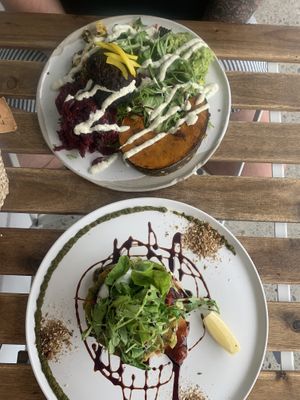 Green Fritters + Byron Bay Salad  at The Milkman's Daughter in Mermaid Beach