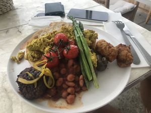 Kofta balls with scramble tofu, big brekkie  at The Milkman's Daughter in Mermaid Beach