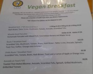 Menu at Route 7 in Aviemore