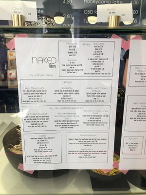 Menu at Naked Bakery in Edinburgh