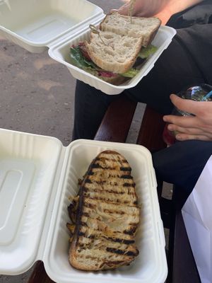 Bottom - grilled cheese toast or and top - BLT  at Naked Bakery in Edinburgh