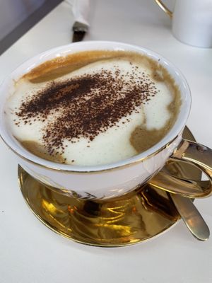 Lovely big cup of coffee   at Naked Bakery in Edinburgh