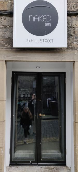 Side entrance at Naked Bakery in Edinburgh