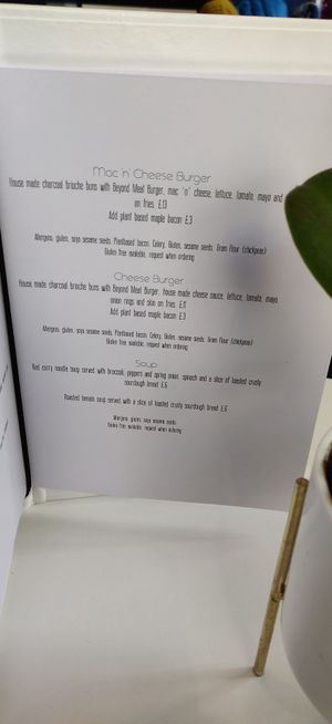 Menu at Naked Bakery in Edinburgh