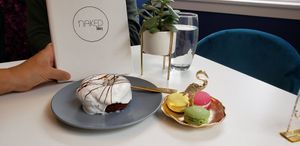 Red velvet donut and macarons at Naked Bakery in Edinburgh