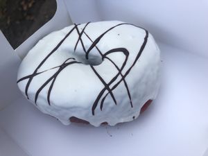 Red velvet doughnut  at Naked Bakery in Edinburgh