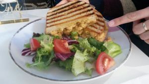 Vegan macaroni cheese toastie at Naked Bakery in Edinburgh