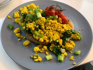 Scrambled tofu at Naked Bakery in Edinburgh