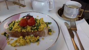 Scrambled tofu on toast at Naked Bakery in Edinburgh