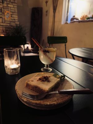 Carrot cake + Gin & Tonic  at HOME Bistro and Cafe in Busan