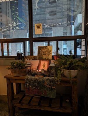 Up the stairs at HOME Bistro and Cafe in Busan