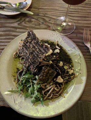 Seaweed pesto pasta at HOME Bistro and Cafe in Busan