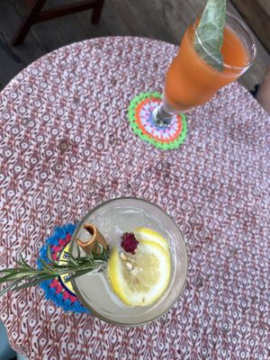 Carrot, coconut concoction, and lemon  ade  at HOME Bistro and Cafe in Busan