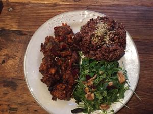 Flavor bomb! Chinese sweet and sour mushroom balls. Out of this world.  at HOME Bistro and Cafe in Busan