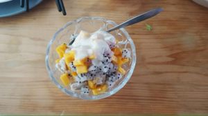 raw ice cream  at Beijing Vegan Hut in Beijing