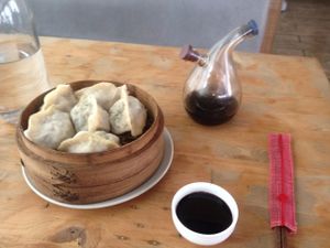Steamed dumplings at Beijing Vegan Hut in Beijing