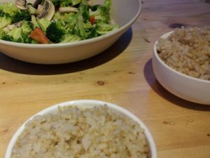 Broccoli and mushroom stir fry at Beijing Vegan Hut in Beijing