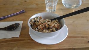 rice with mushrooms sauce at Beijing Vegan Hut in Beijing