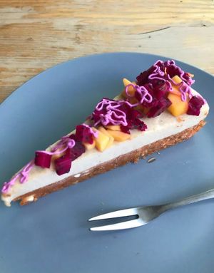 raw cheese pie at Beijing Vegan Hut in Beijing