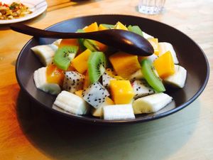 Incredibly fresh fruit salad at Beijing Vegan Hut in Beijing