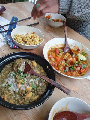 Lentil stew, Moroccan stew (can't remember rice dish name) at Beijing Vegan Hut in Beijing