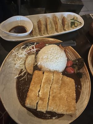 Vegan curry and gyozas   at Imadake Izakaya in Montreal