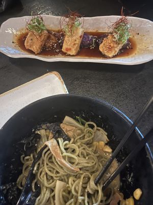  Nasu No Agebitashi & vegan miso ramen   at Imadake Izakaya in Montreal