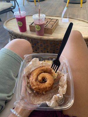 really yummy smoothies and warmed cin roll at Fruta in Chandler