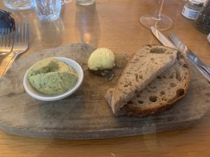 Starter of bread & hummus   at 81 Beach Street in Deal