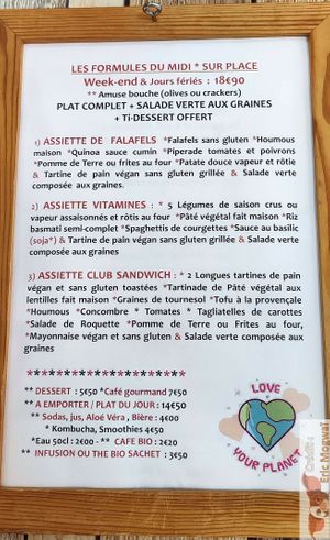 Week end menu at Mon Resto Sans Gluten in Paris