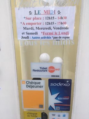 Horaires  at Mon Resto Sans Gluten in Paris