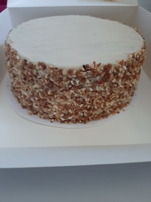 Carrot cake with (vegan) cream cheese frosting  at Sweets by Pepper in Geneva