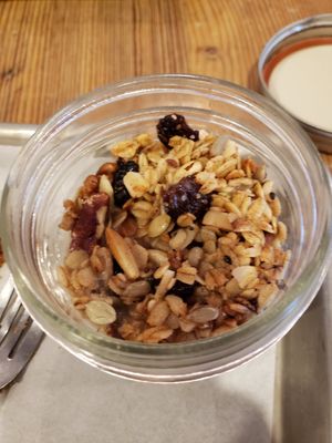 Granola with almond milk. at Good Seed Cafe in Solvang