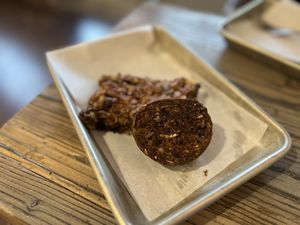 Vegan monkey bar and chocolate flax soup can bread  at Good Seed Cafe in Solvang